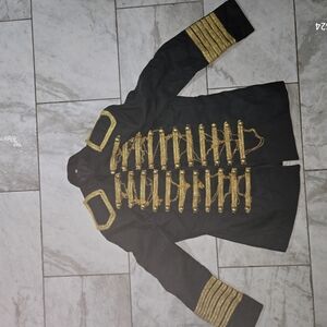 Gold Embellished Black Military Field Coat